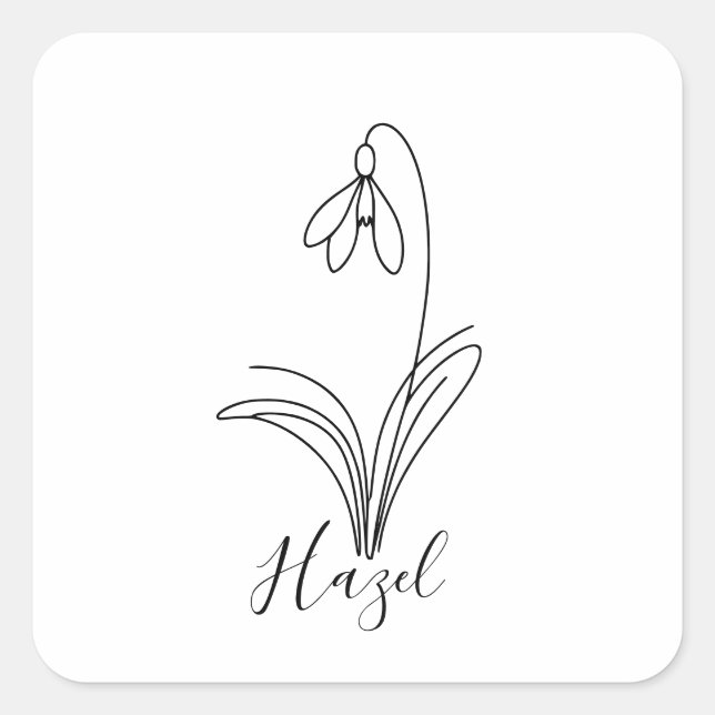 Sticker Carré Fleur de naissance personnalisée en janvier (Devant)