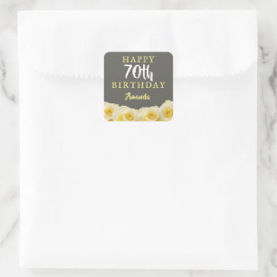 Sticker Carré Fleur de rose jaune 70e anniversaire
