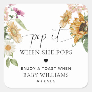 Sticker Carré Fleur de tournesol automne Baby shower d'automne P