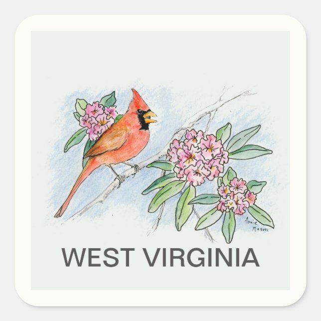 Sticker Carré Fleur d'oiseau de Virginie occidentale (Devant)