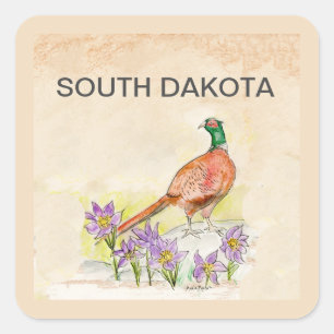 Sticker Carré Fleur d'oiseaux du Dakota du Sud