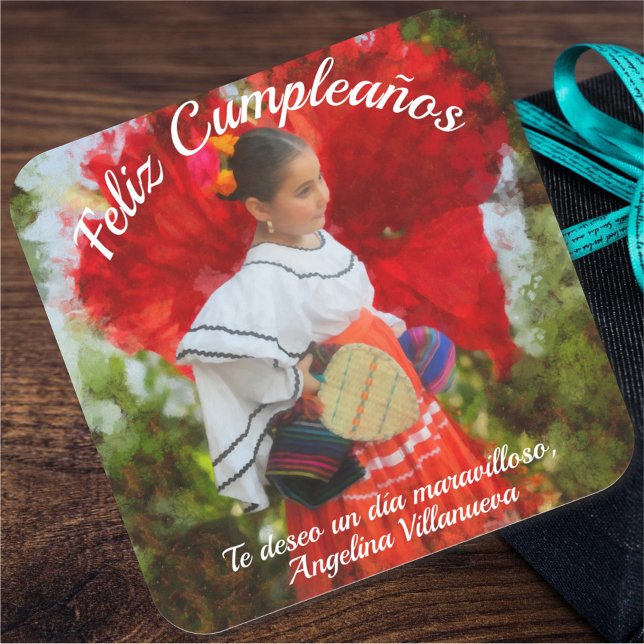Sticker Carré Fleur Fiesta Feliz Cumpleanos 2555 (Créateur téléchargé)