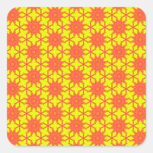Sticker Carré Fleur orange Starburst sur Jaune