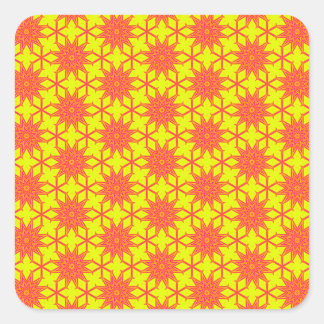 Sticker Carré Fleur orange Starburst sur Jaune