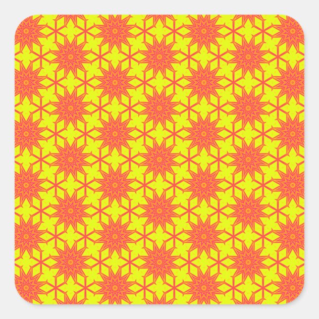 Sticker Carré Fleur orange Starburst sur Jaune (Devant)