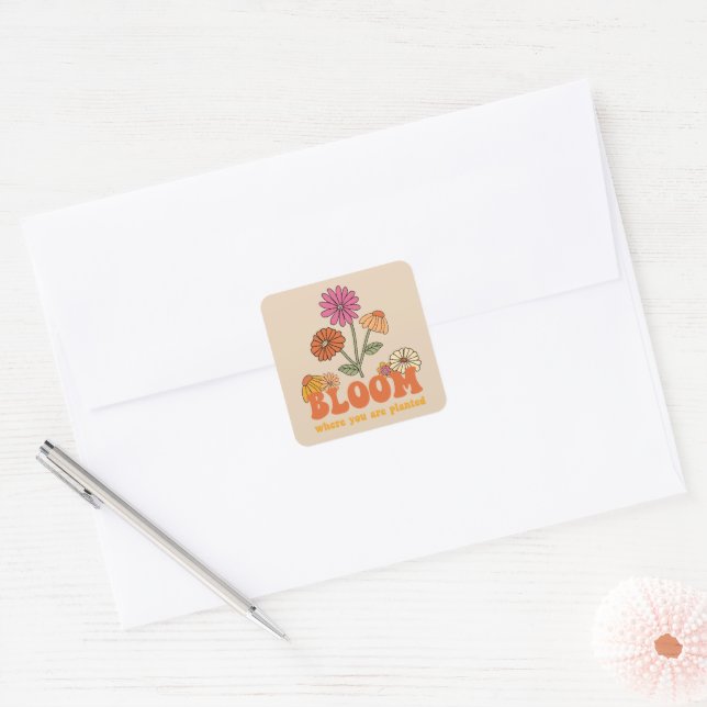 Sticker Carré Fleur Où vous êtes planté (Enveloppe)
