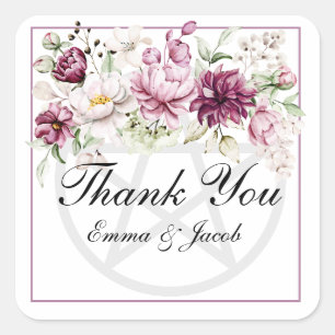 Sticker Carré Fleur Romantique Pentacle de Pivoine Florale