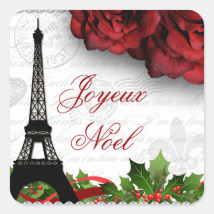 Sticker Carré Fleur rose de zèbre de Tour Eiffel de Paris de
