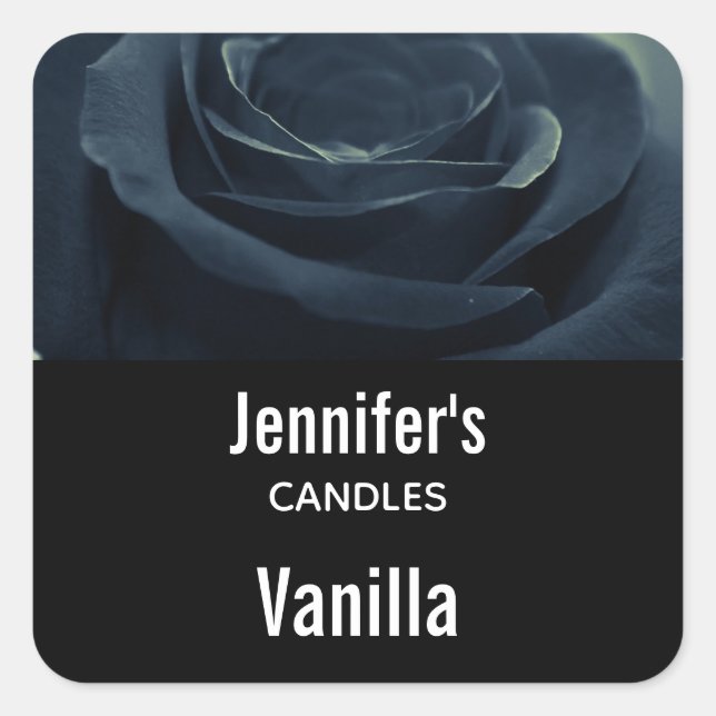 Sticker Carré Fleur Rose noir Vibe gothique foncé Bougie Busines (Devant)