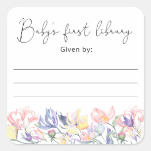 Sticker Carré Fleur sauvage - Baby shower, livres pour bébé
