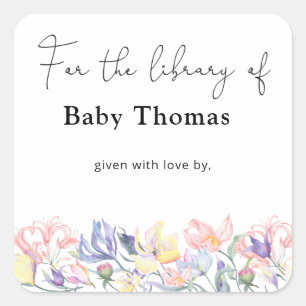 Sticker Carré Fleur sauvage - Baby shower, livres pour bébé