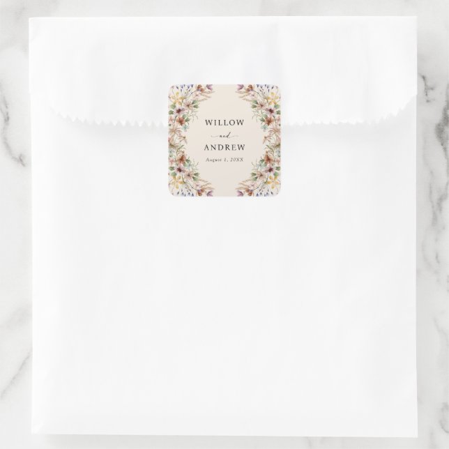 Sticker Carré Fleur sauvage Boho vintage (Sac)