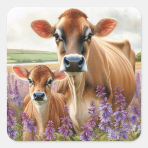Sticker Carré Fleur sauvage Jersey Cow et Calf