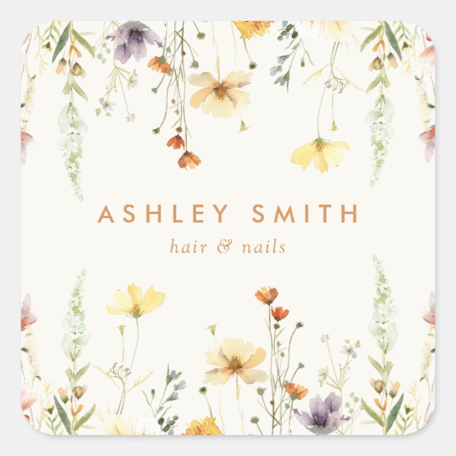 Sticker Carré Fleur sauvage rustique (Devant)