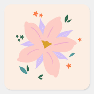 Sticker Carré Fleur tropicale   02