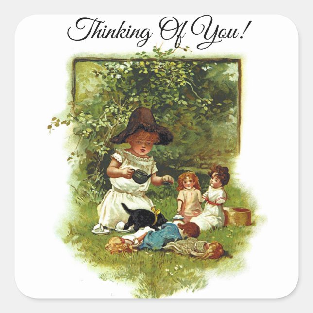 Sticker Carré Fleur Unicorne Rose mauve Pensée De Vous (Devant)