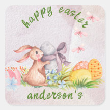 Fleurs aquarelles élégantes - Joyeuses Pâques 