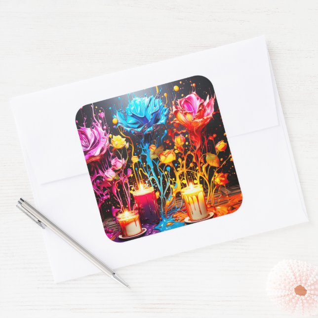 Sticker Carré Fleurs Artsy Ai (Enveloppe)