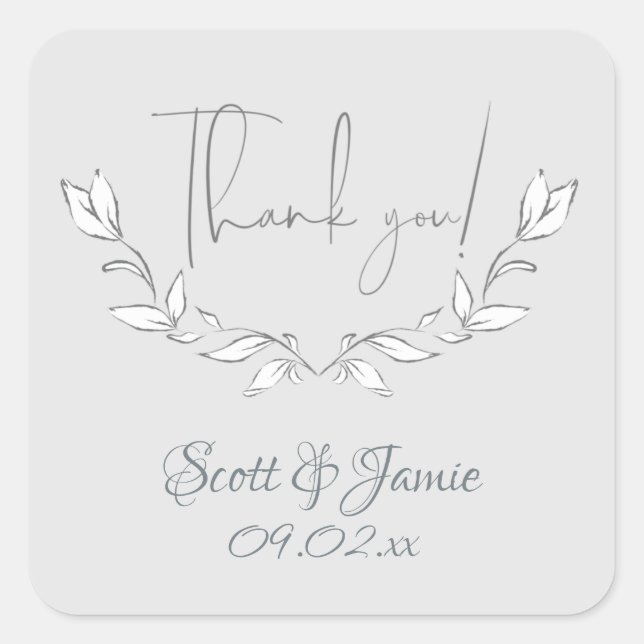 Sticker Carré Fleurs blanches modernes sur gris (Devant)