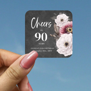 Sticker Carré Fleurs Blanches Tableau Noir Félicitations pour le