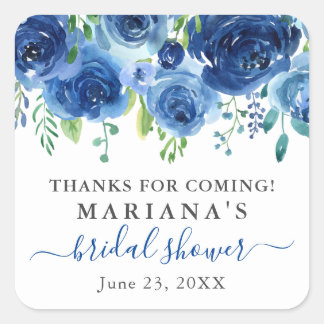 Sticker Carré Fleurs Bleu Marine Mariage