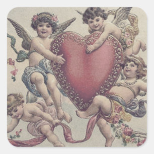 Sticker Carré Fleurs Coeur Coeur Épides Cherub