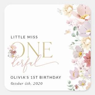 Sticker Carré Fleurs colorées, Fleurs sauvages, premier annivers