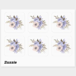 Sticker Carré Fleurs d'Art de Rose Ancienne Fleurs Botaniques