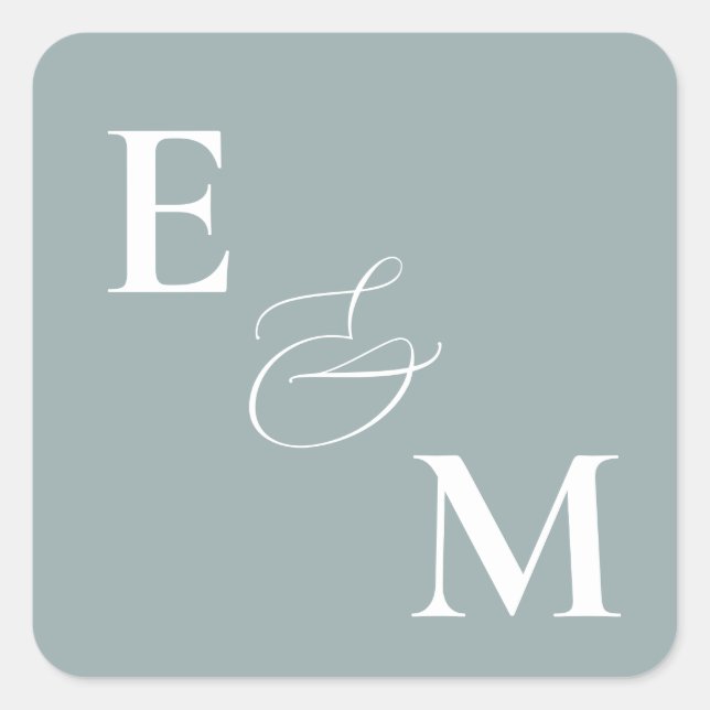 Sticker Carré Fleurs de chalet romantiques Sage Bleu (Devant)