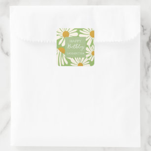 Sticker Carré Fleurs de Marguerite Blanche - Jardin Floral Anniv