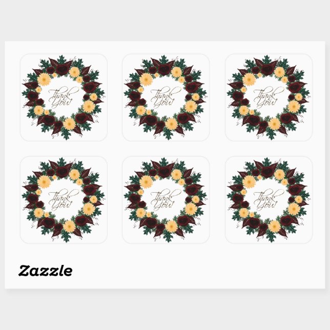 Sticker Carré Fleurs de mariage germinales arrangement floral Po (Feuille)