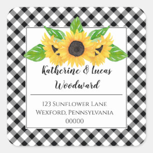 Sticker Carré Fleurs de soleil Boho BW Buffalo Checks Adresse