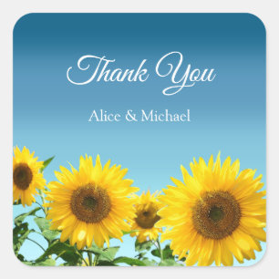 Sticker Carré Fleurs de soleil élégantes sur le Merci bleu ciel