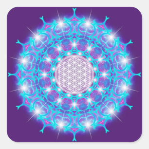 Sticker Carré FLEURS DE VIE/Blume des Lebens Stars Mandala