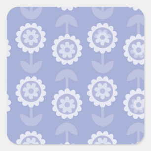 Sticker Carré Fleurs florales violettes d'art motif Abstrait