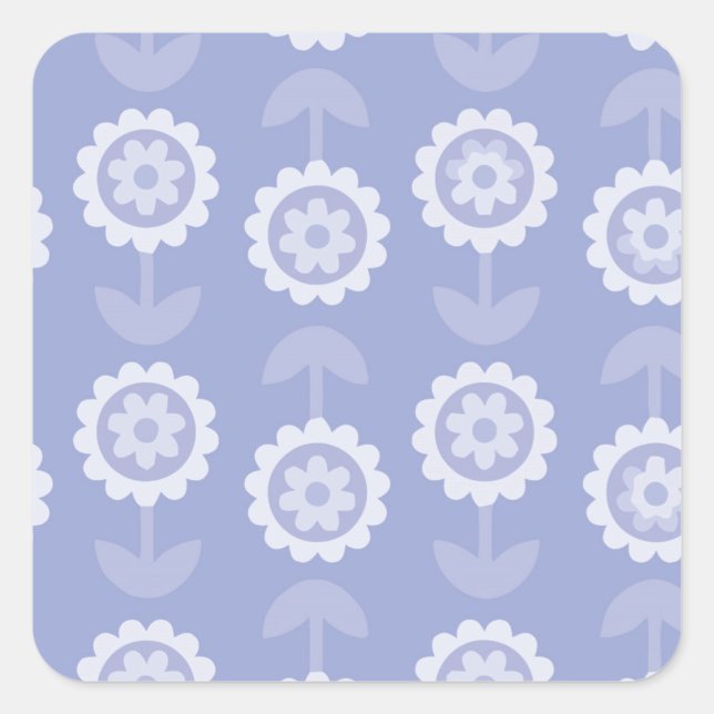 Sticker Carré Fleurs florales violettes d'art motif Abstrait (Devant)
