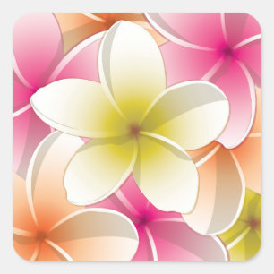 Sticker Carré Fleurs frangipaniennes lumineuses