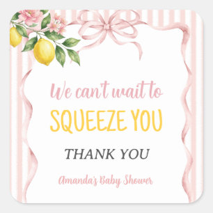 Sticker Carré Fleurs Impatientes de Serrer Bébé Fête Prénatale a