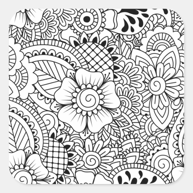 Sticker Carré Fleurs inspirées (Devant)