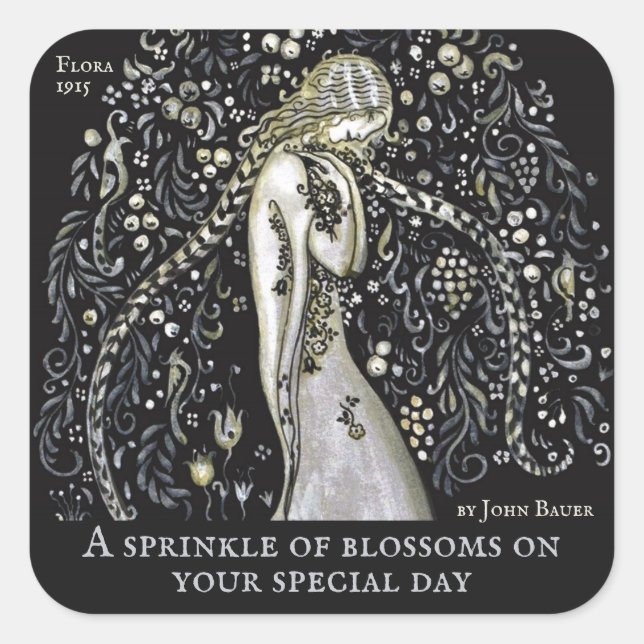 Sticker Carré Fleurs John Bauer saupoudrer CC1149 Célébrations (Devant)