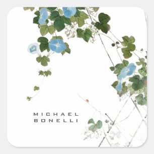 Sticker Carré Fleurs Moderne Nom Propre Professionnel