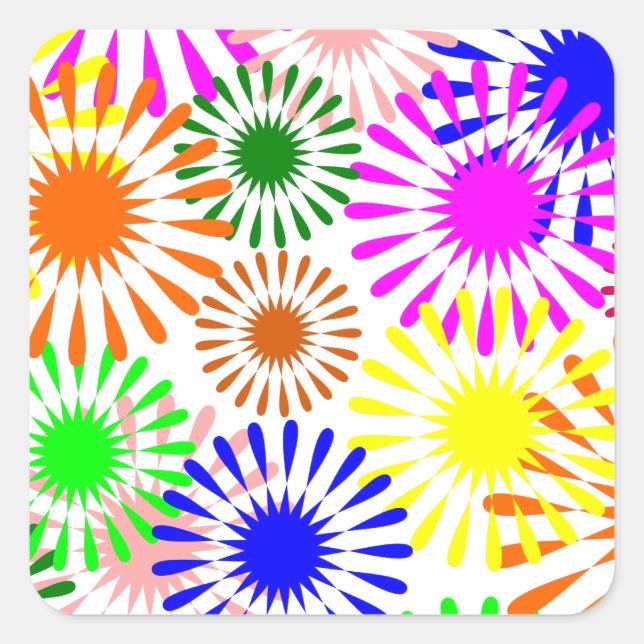 Sticker Carré Fleurs multicolores (Devant)