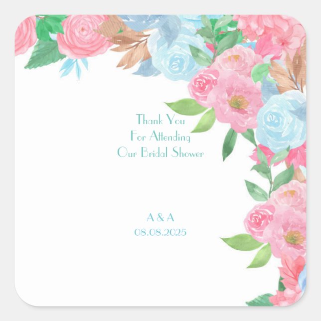 STICKER CARRÉ FLEURS PASTEL PRINTEMPS ÉTÉ (Devant)