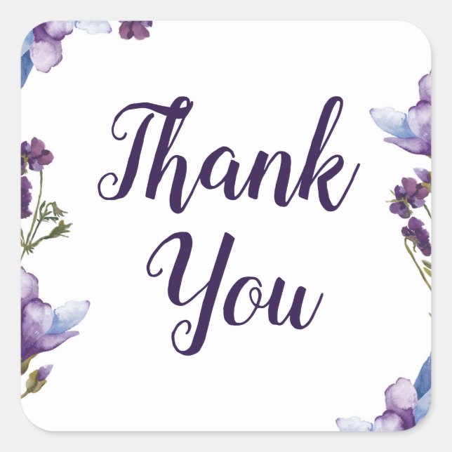 Sticker Carré Fleurs printanières délicates Mariage floral viole (Devant)