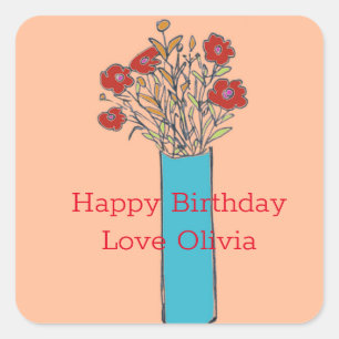 Sticker Carré Fleurs Quirky Originales Et Fuzz De Pêche