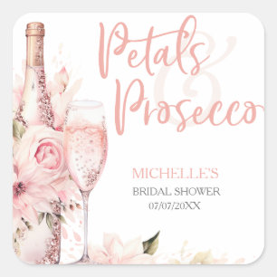 Sticker Carré Fleurs rose poudré Boho et floral Prosecco