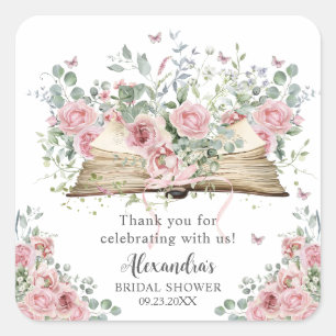 Sticker Carré Fleurs roses de mariage Nouveau chapitre Baby Show