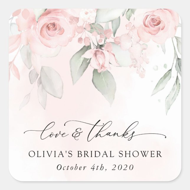 Sticker Carré Fleurs Rouges, Fleurs Roses, Boho, Fête des mariée (Devant)