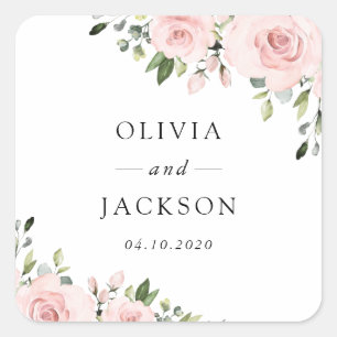 Sticker Carré Fleurs Rouges, Fleurs Roses, Verdure, Mariage