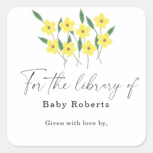 Sticker Carré Fleurs sauvages jaunes - pour la bibliothèque de